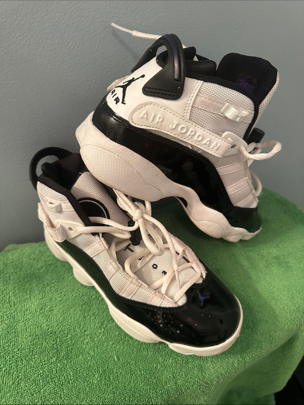 Jordan Kids Black and White Retro Basketball Sneakers